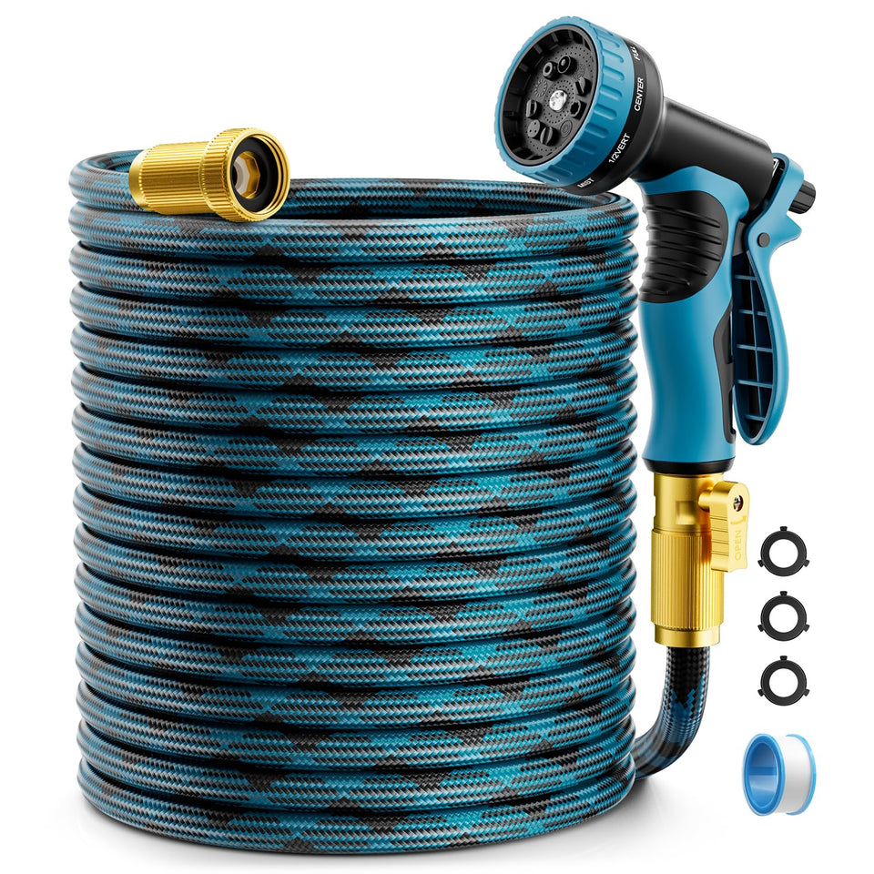 Mbtrong garden hose 100ft with braided exterior for durable outdoor watering.
