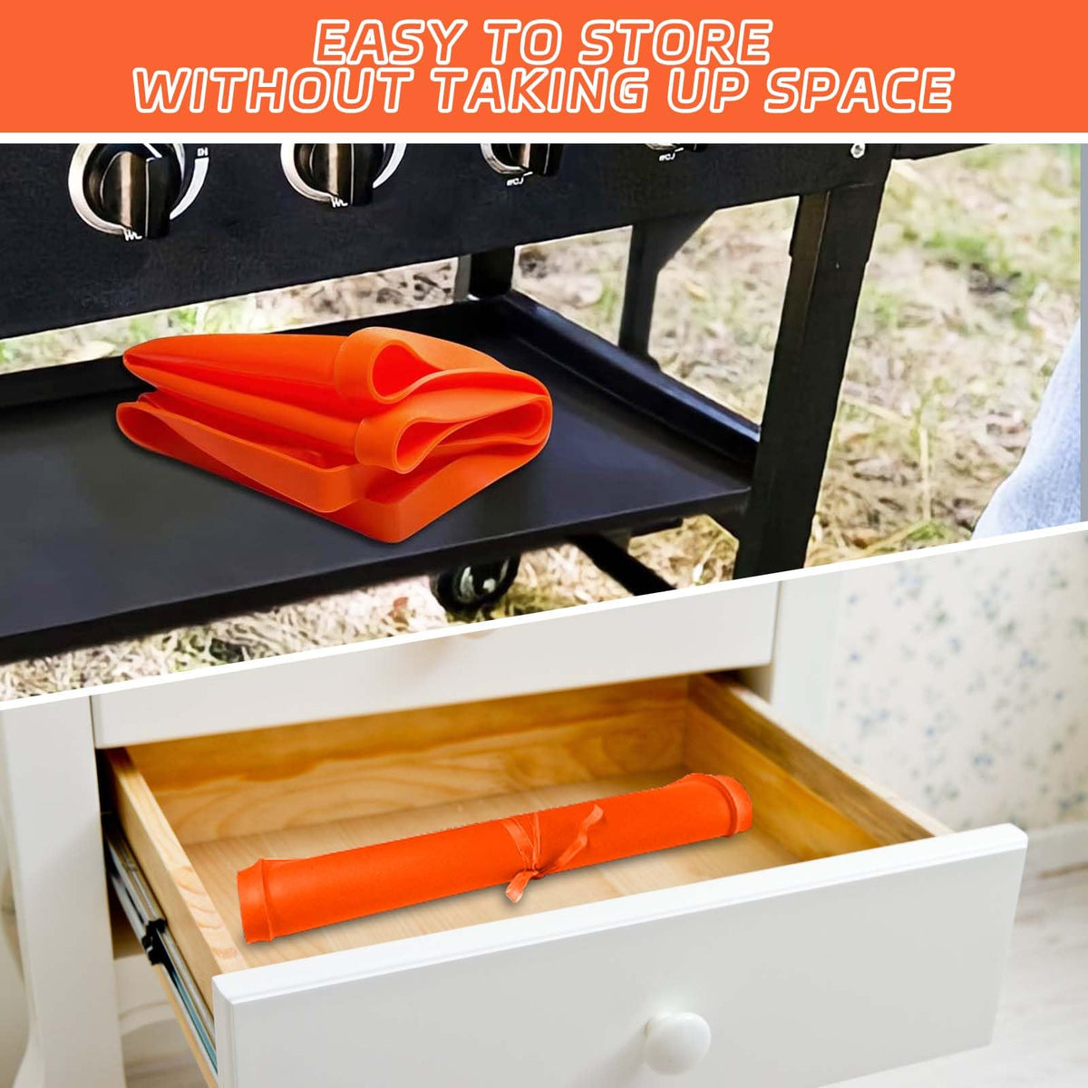 MBYLOEBA foldable silicone mat for compact storage after grilling