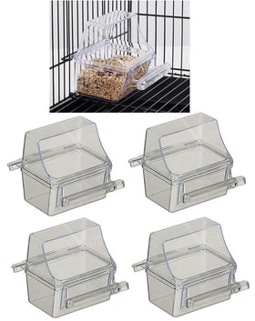 Mcage four-pack clear feeding cups installed in bird cage for easy access