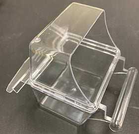 Mcage clear cups reduce mess and keep water and food organized