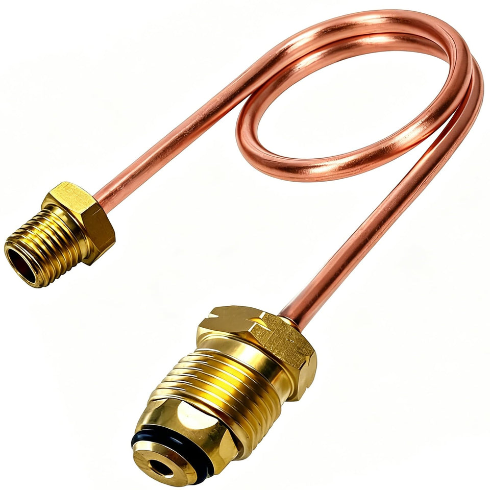 MCAMPAS 15-inch copper propane pigtail hose with POL CGA-510 for reliable outdoor grilling.