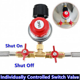 MCAMPAS dual-output hose enables two burners from one tank
