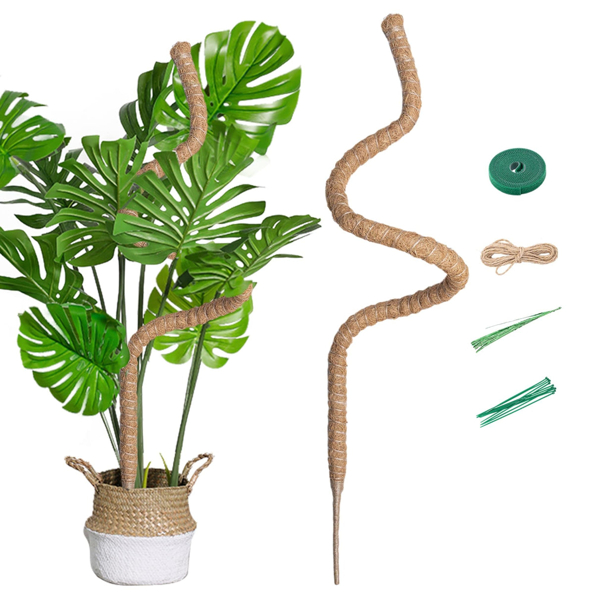 Mcbazel 63-inch bendable moss pole in full view provides structured support for climbing plants.