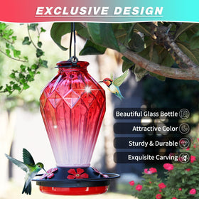 MCHBF 25oz glass hummingbird feeder ready for nectar in your garden
