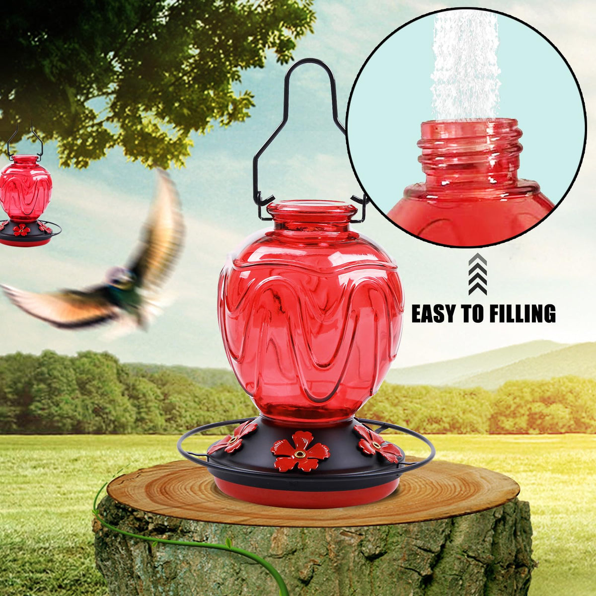 MCHBF flower-port feeder design for easy hummingbird sipping