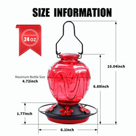 MCHBF red glass jar pattern feeder adds decorative charm to garden