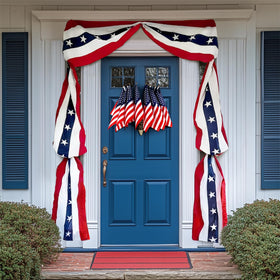 MCJC American banner bunting with stars for outdoor patriotic decor.