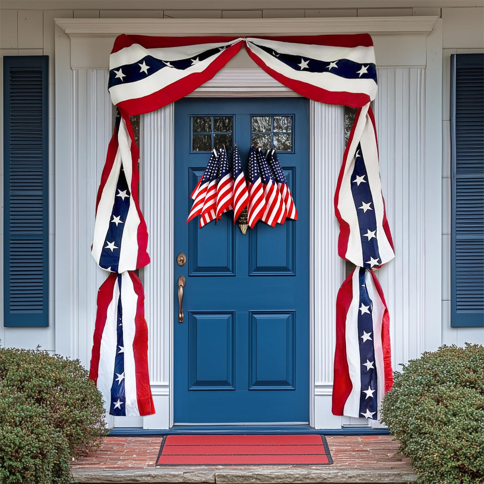 MCJC American banner bunting with stars for outdoor patriotic decor.