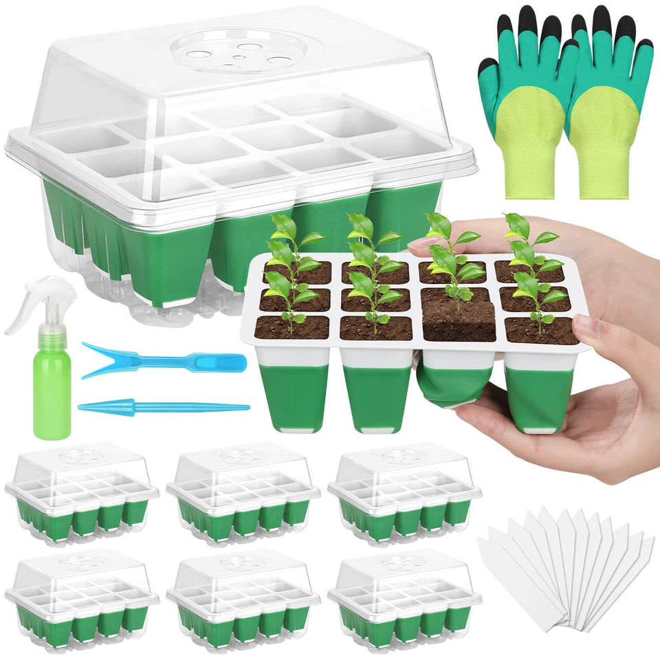 Mckanti seed starter tray with flexible cells for gentle transplanting.