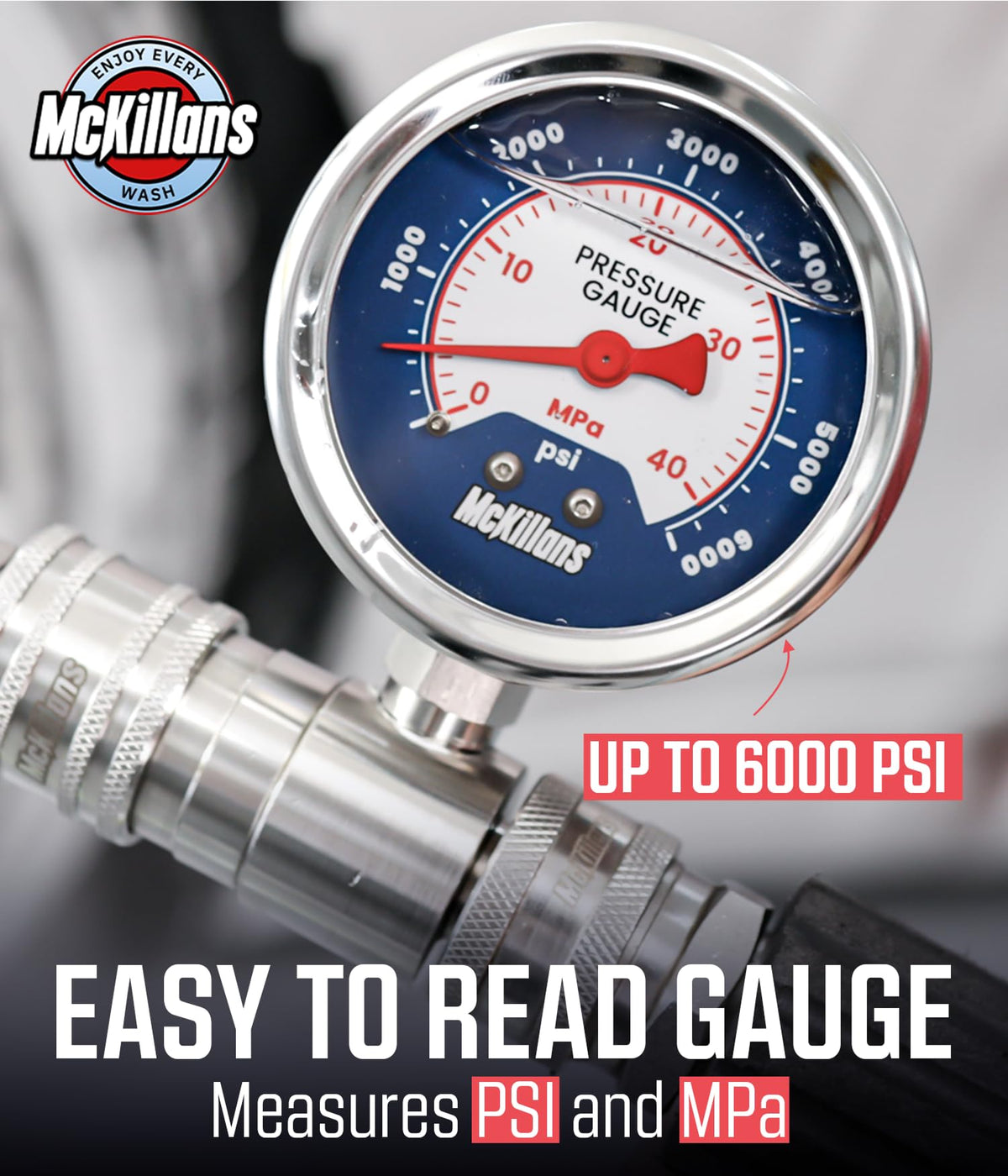 McKillans gauge with a 3-8 automatic quick-connect for fast setup