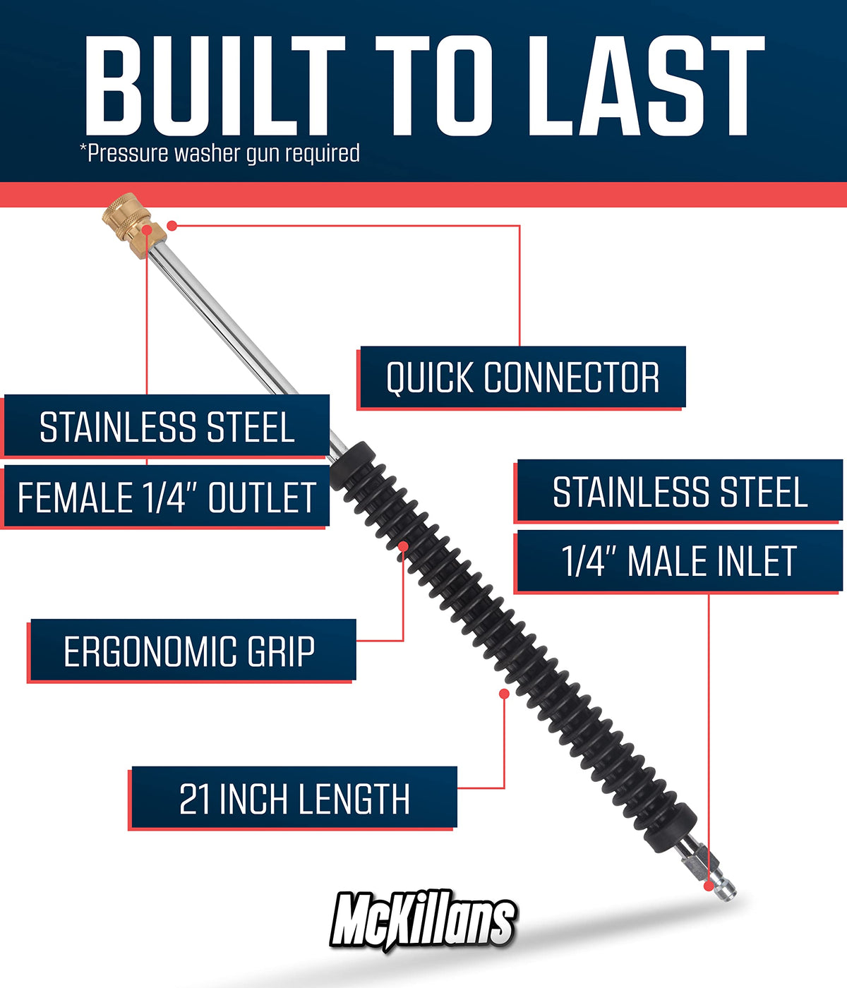 McKillans brass 1/4-inch quick-connect wand for fast setup