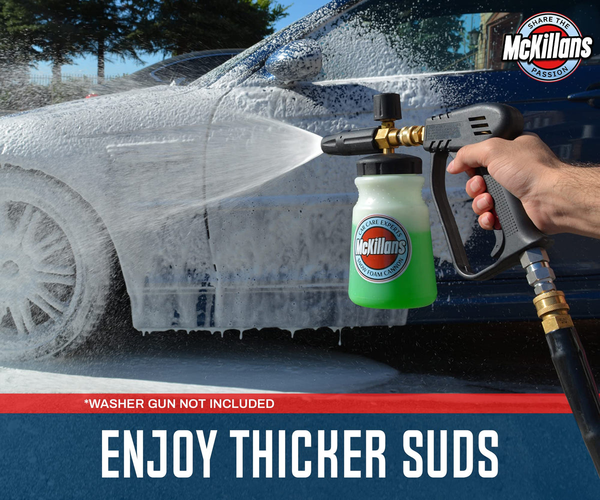 McKillans foam cannon translucent-bottle provides visible soap level.
