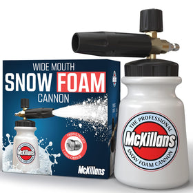 McKillans foam cannon wide-mouth bottle allows easy soap dilution.