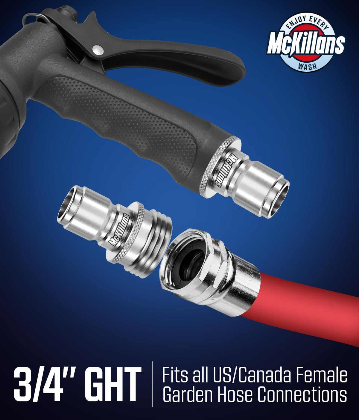 McKillans garden hose plug with universal fit for standard GHT threads.