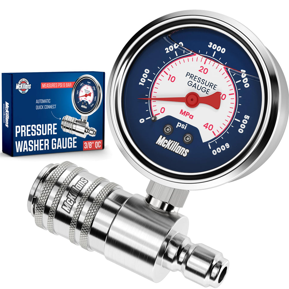 McKillans high-pressure gauge dial face clearly displays PSI and MPa for quick checks