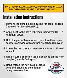 McKillans stainless steel 304 male coupler close-up highlights durable rust-free build.