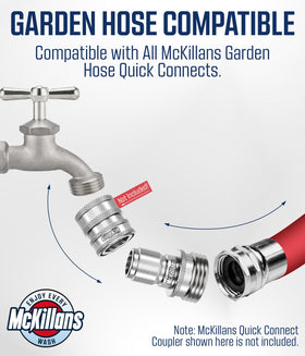 McKillans extension-ready male plug enables quick-connect setups with multiple accessories.