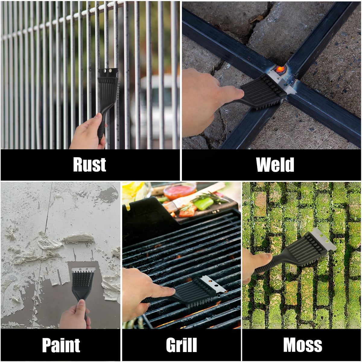 MEADAY stainless steel bristles close-up for tough rust and grime.