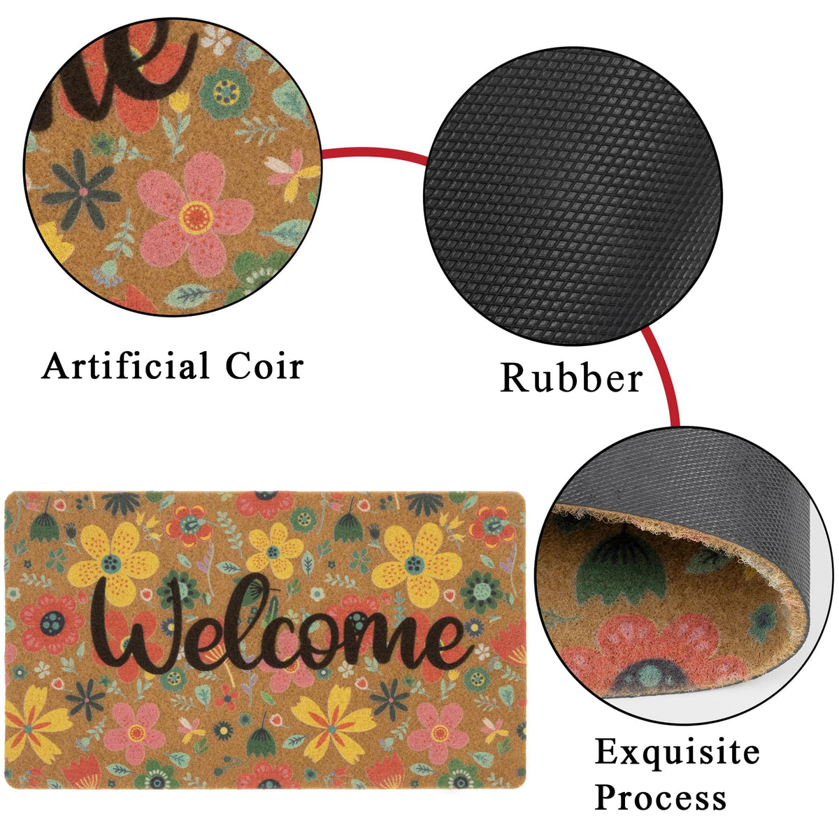 Mealah Spring Welcome Doormat features a non-slip back