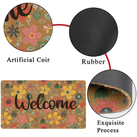 Mealah Spring Welcome Doormat features a non-slip back