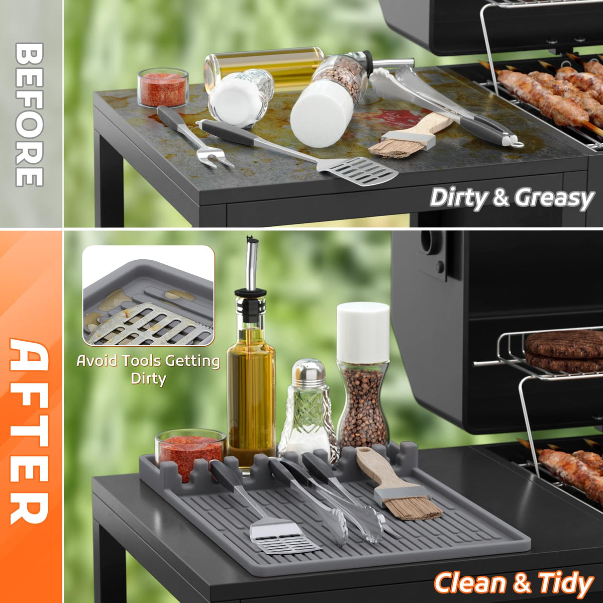 MealHelper non-slip striped design prevents slips and protects grill surface.