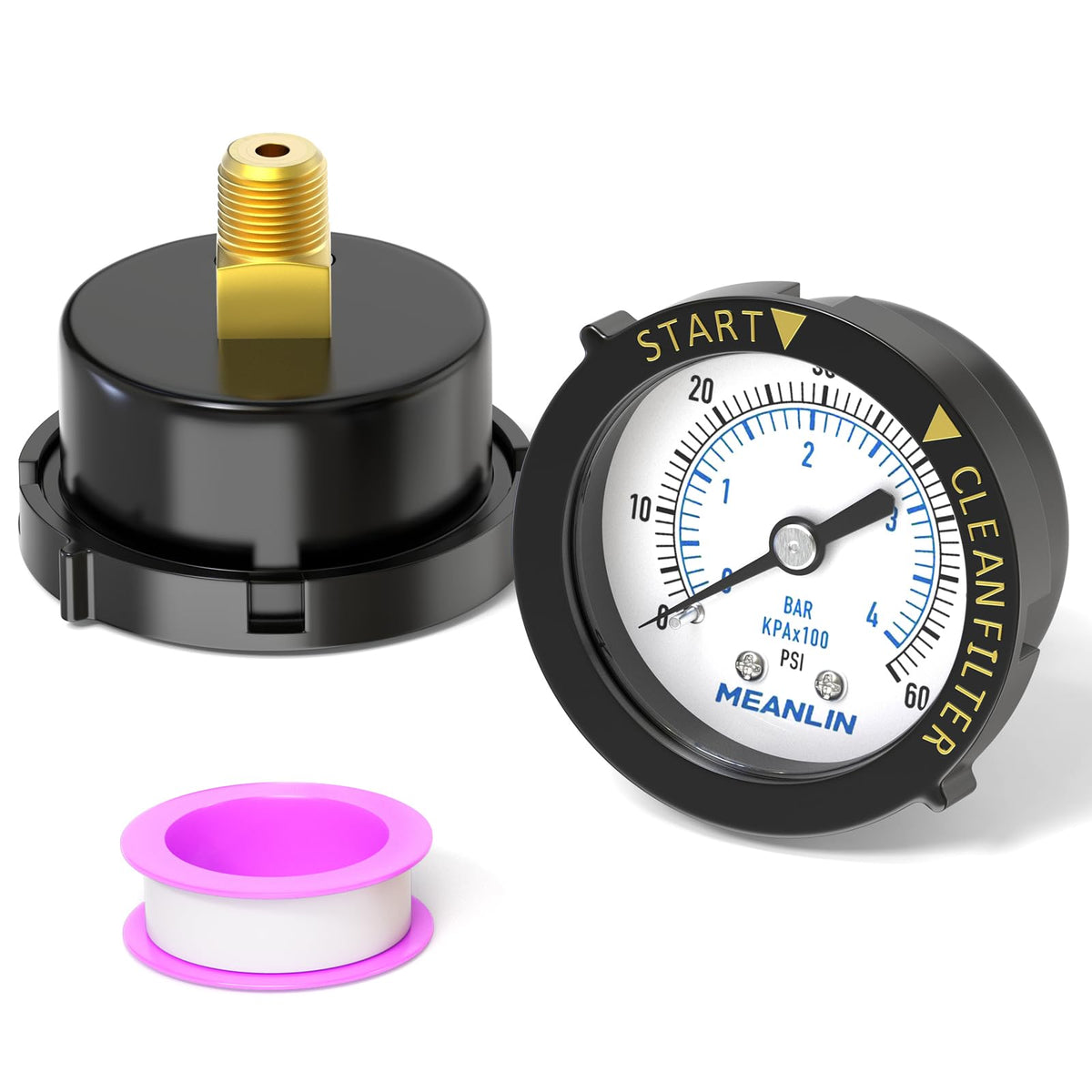 MEANLIN MEASURE start and clean gauge close-up with easy-to-read 2-inch dial