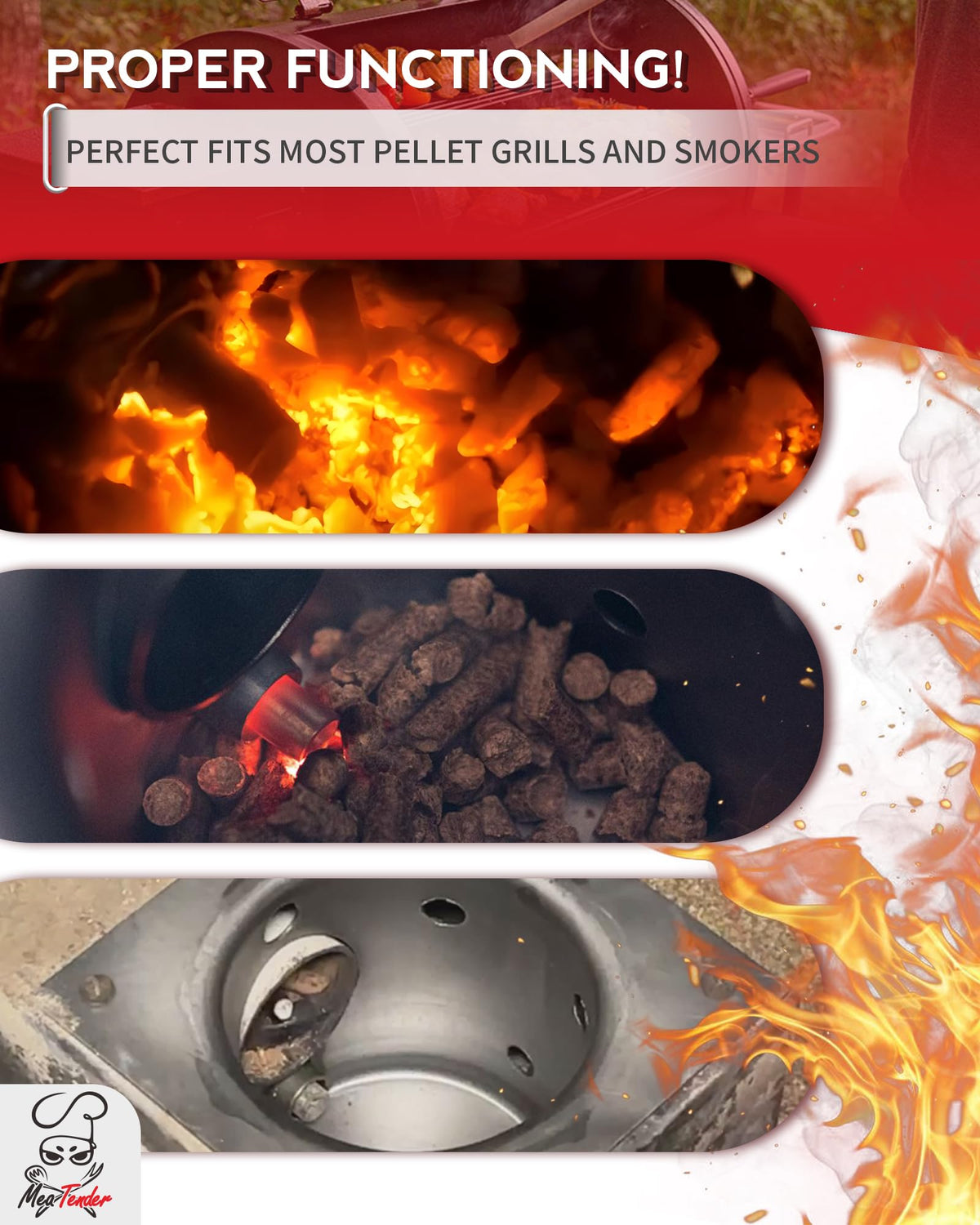 Meatender hot rod ignition starts pellets quickly for efficient grilling