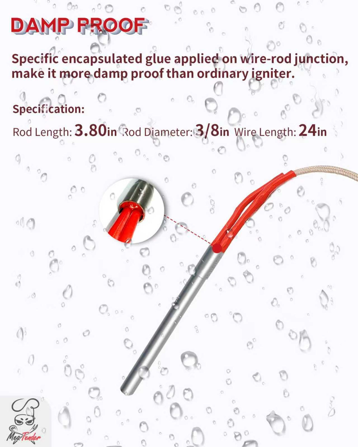 Meatender igniter compatible with Pit Boss, Camp Chef, Z Grills for easy start