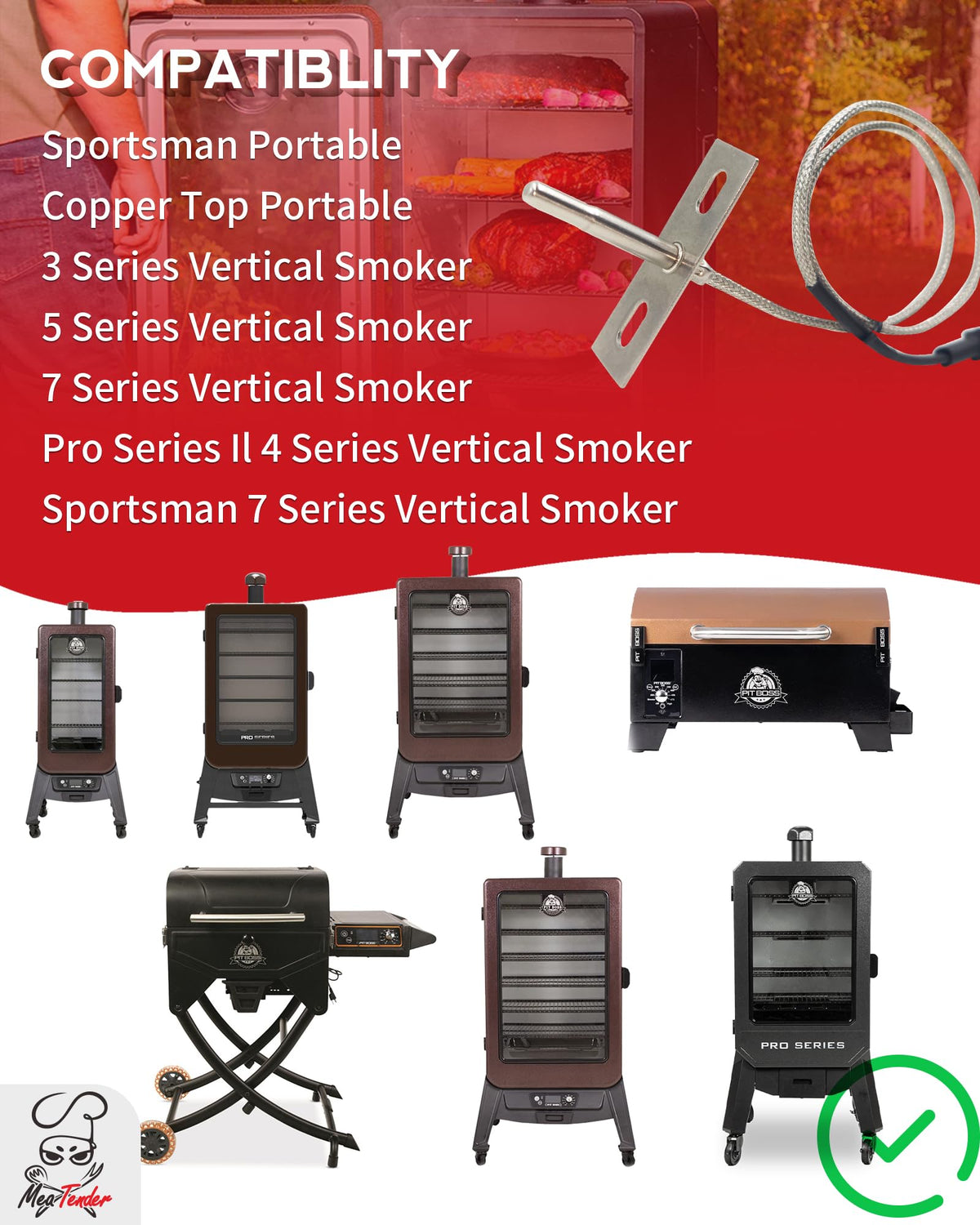 Meatender PBVXP1 compatibility with Pit Boss models for versatile use.