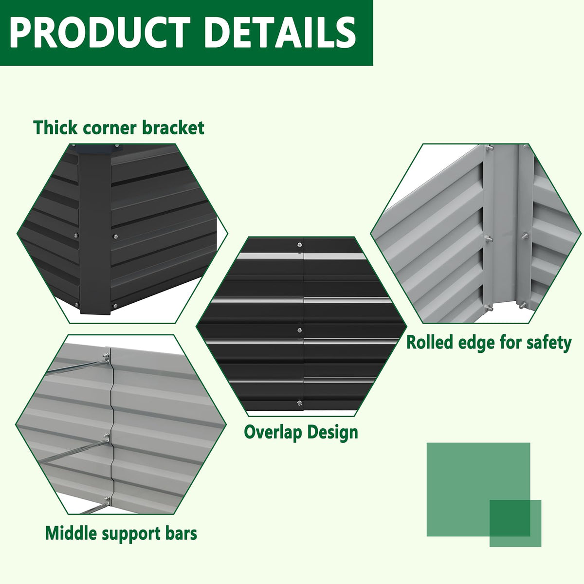 Meberam galvanized steel frame close-up highlights durable, rust-resistant construction.