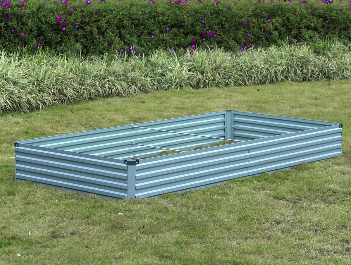 Meberam gray outdoor garden bed ready for vegetables and herbs.