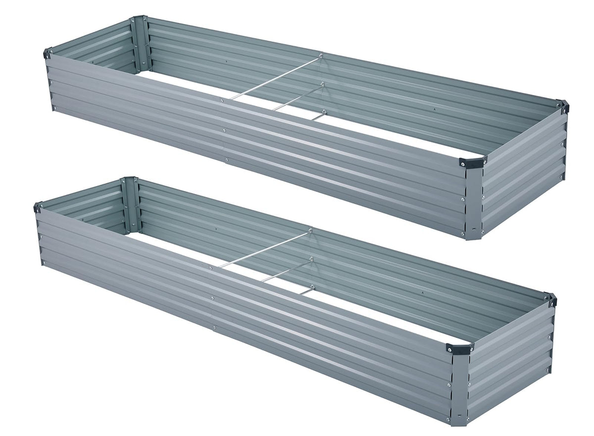 Meberam gray metal garden bed exterior blends modern outdoor aesthetics