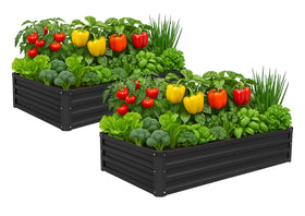 Meberam raised garden bed two-pack, front view, spacious planting area for vegetables and herbs.