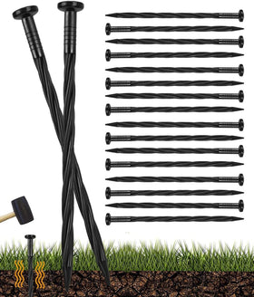 Meboyz 100-pack 8-inch landscape spikes for edging provide a neat, durable ground grip.