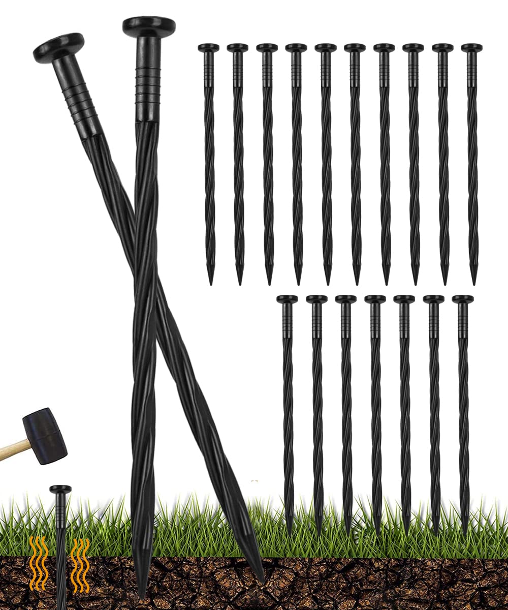 Meboyz 8 inch landscape spike with spiral tip for secure soil anchoring