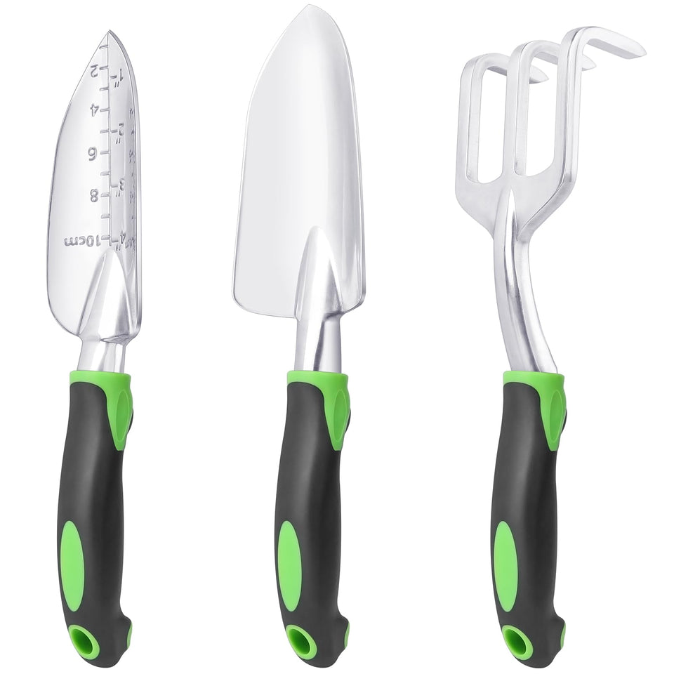 MECHEER 3-piece garden tools set with shovel for easy digging and planting.