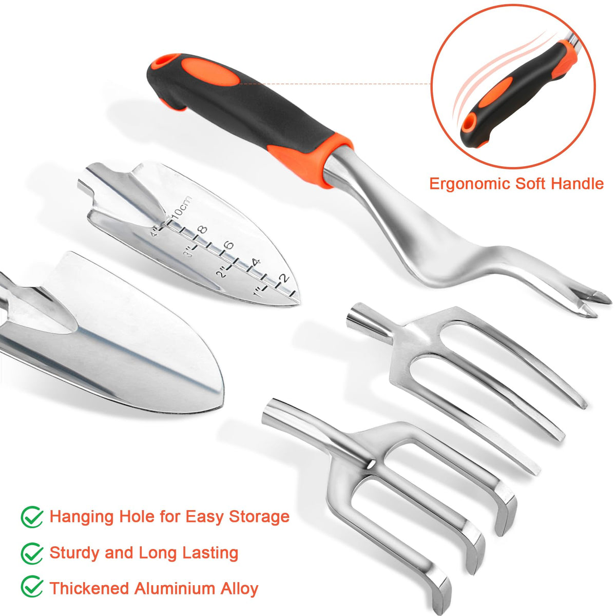 MECHEER cultivator and hand rake for easy soil penetration