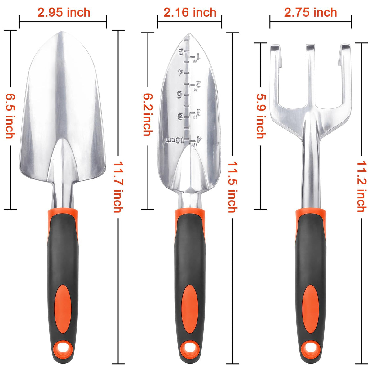 MECHEER garden shovel close-up showing sturdy aluminum alloy