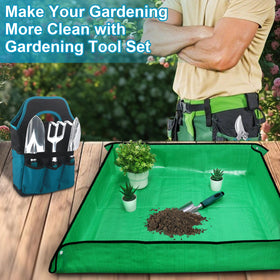 MECHEER garden tote with eight external pockets keeps tools accessible.