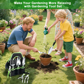 Mecheer all-in-one garden tools set covers digging, weeding, pruning