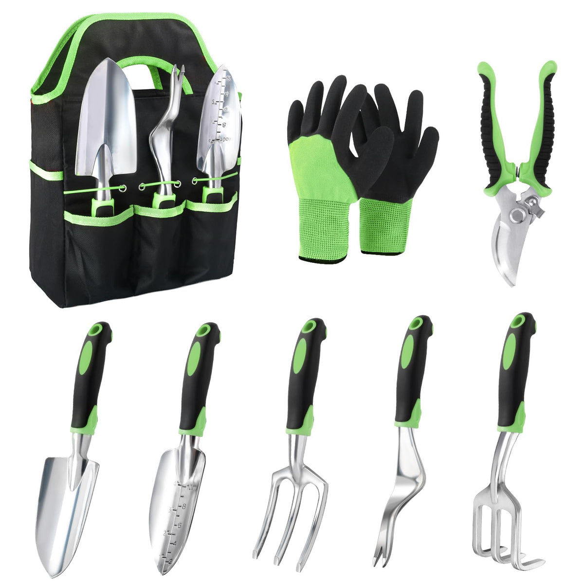Mecheer garden tools set with ergonomic handles for comfortable planting