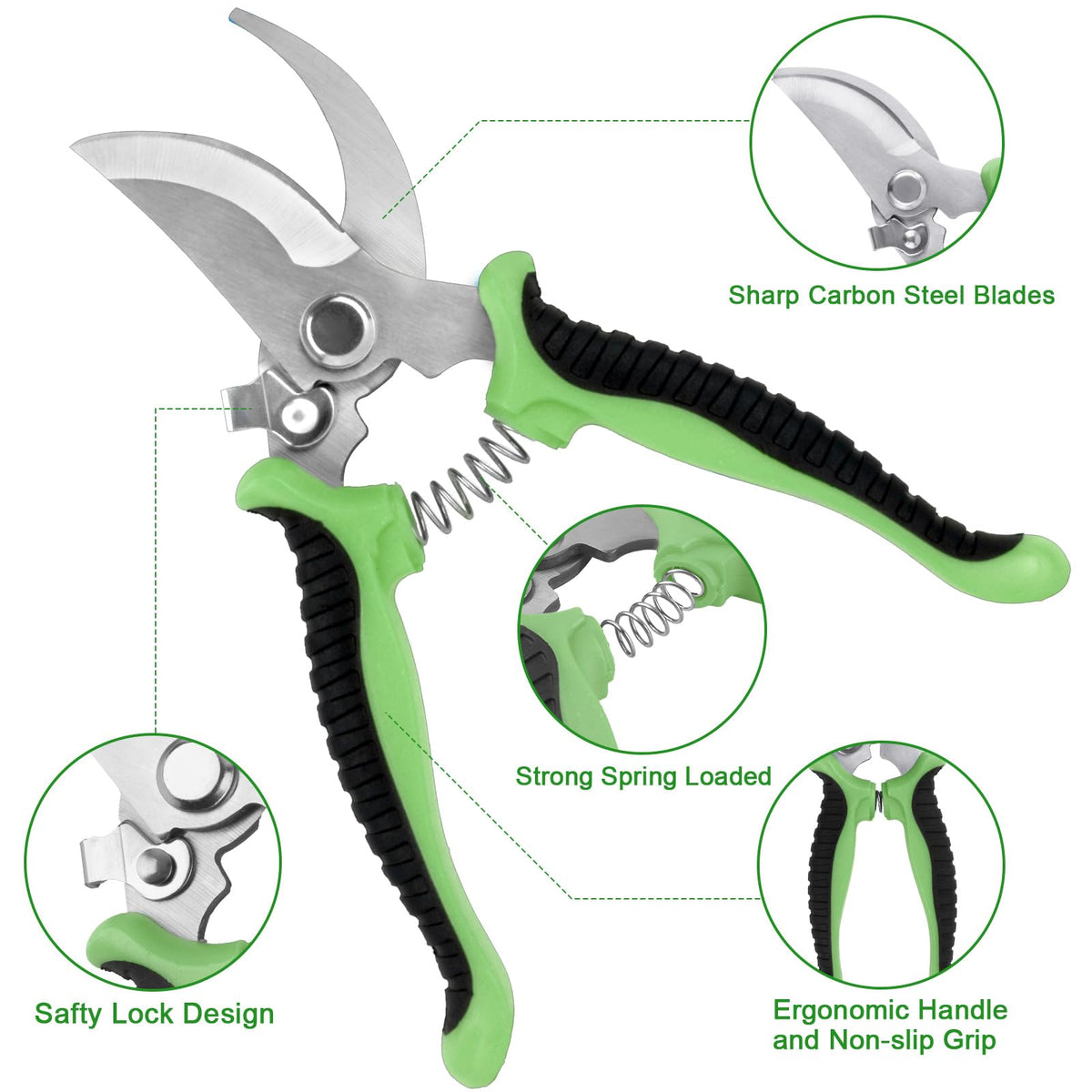 Mecheer pruning shears with carbon steel blades for precise cuts