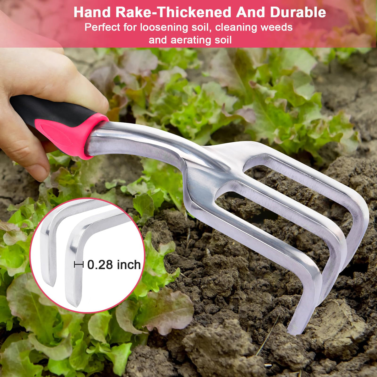 MECHEER red garden tool set for easy visibility in soil