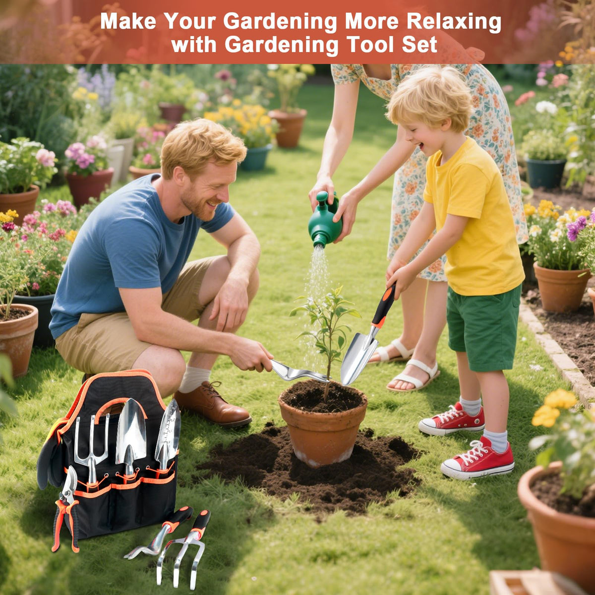 MECHEER ergonomic non-slip handles aid comfortable pruning and digging