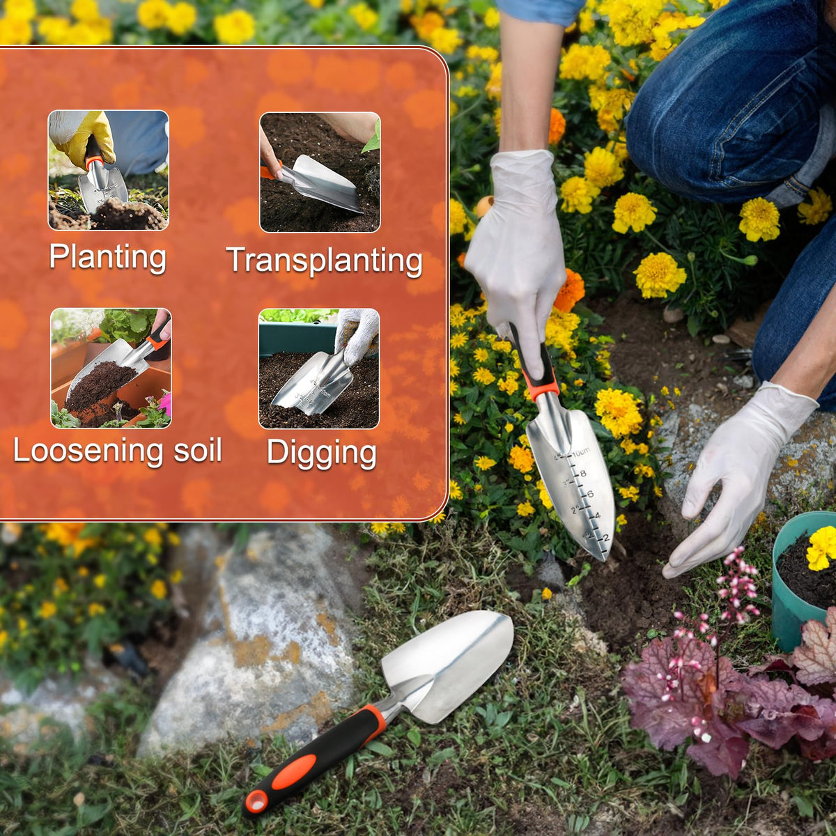Mecheer versatile garden trowel set ideal for bulbs and small plants