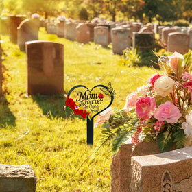 Meckerni metal heart-shaped plaque standing securely on grass