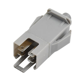 Meckparts interlock safety switch, front view, highlights plug-and-play compatibility.