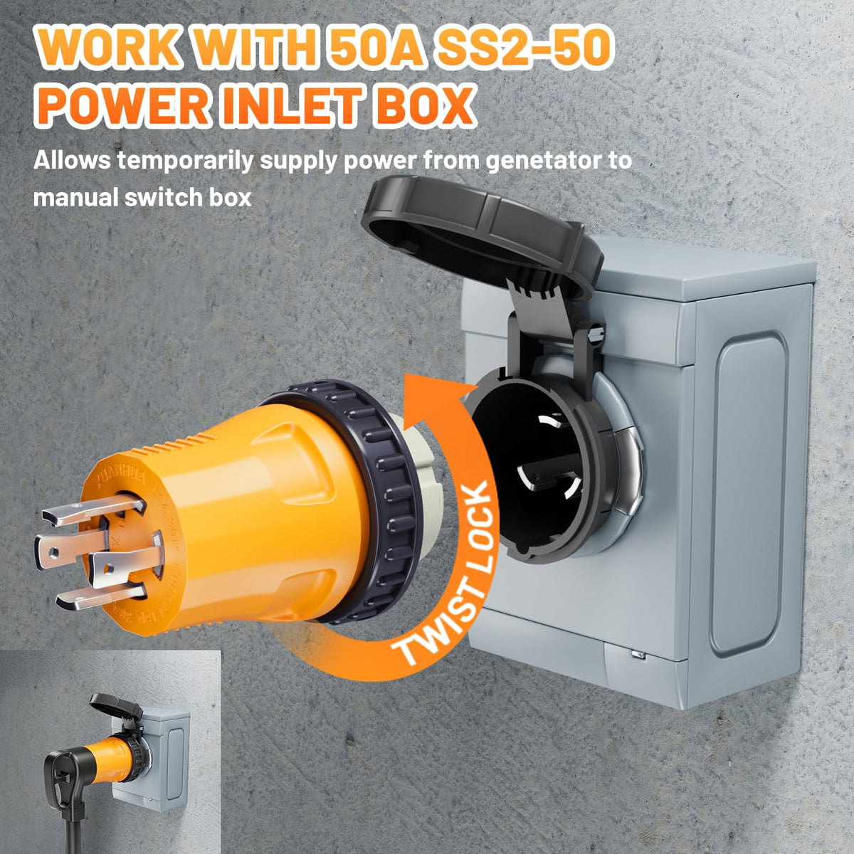 Locking ring provides secure, leak-free power connections.