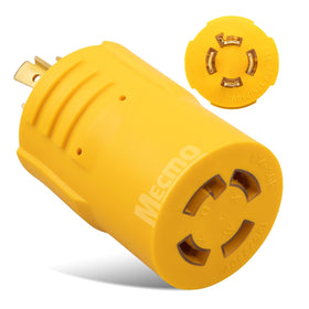 MECMO L14-20P to L14-30R adapter closeup highlighting the compact locking design.