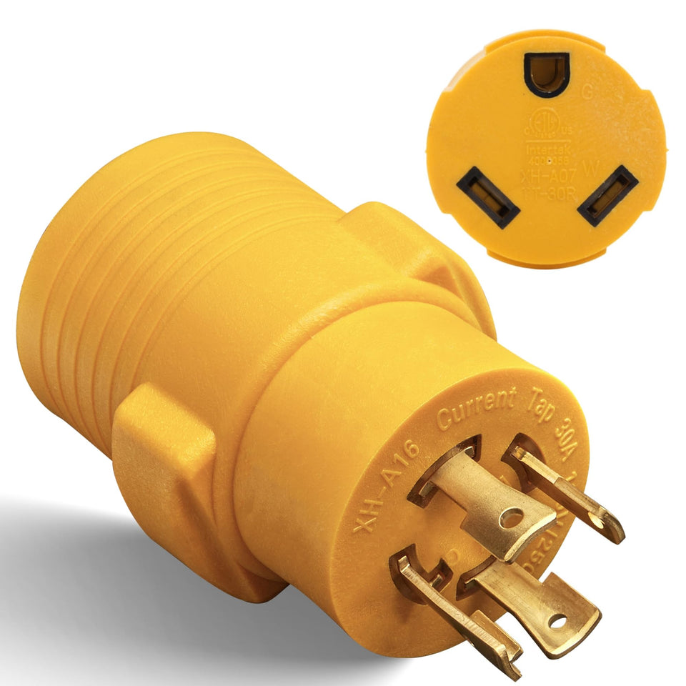MECMO L14-30P to TT-30R adapter, compact RV power solution.